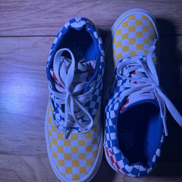 Vans Blue and Yellow Checkered Sneakers - Picture 2 of 13